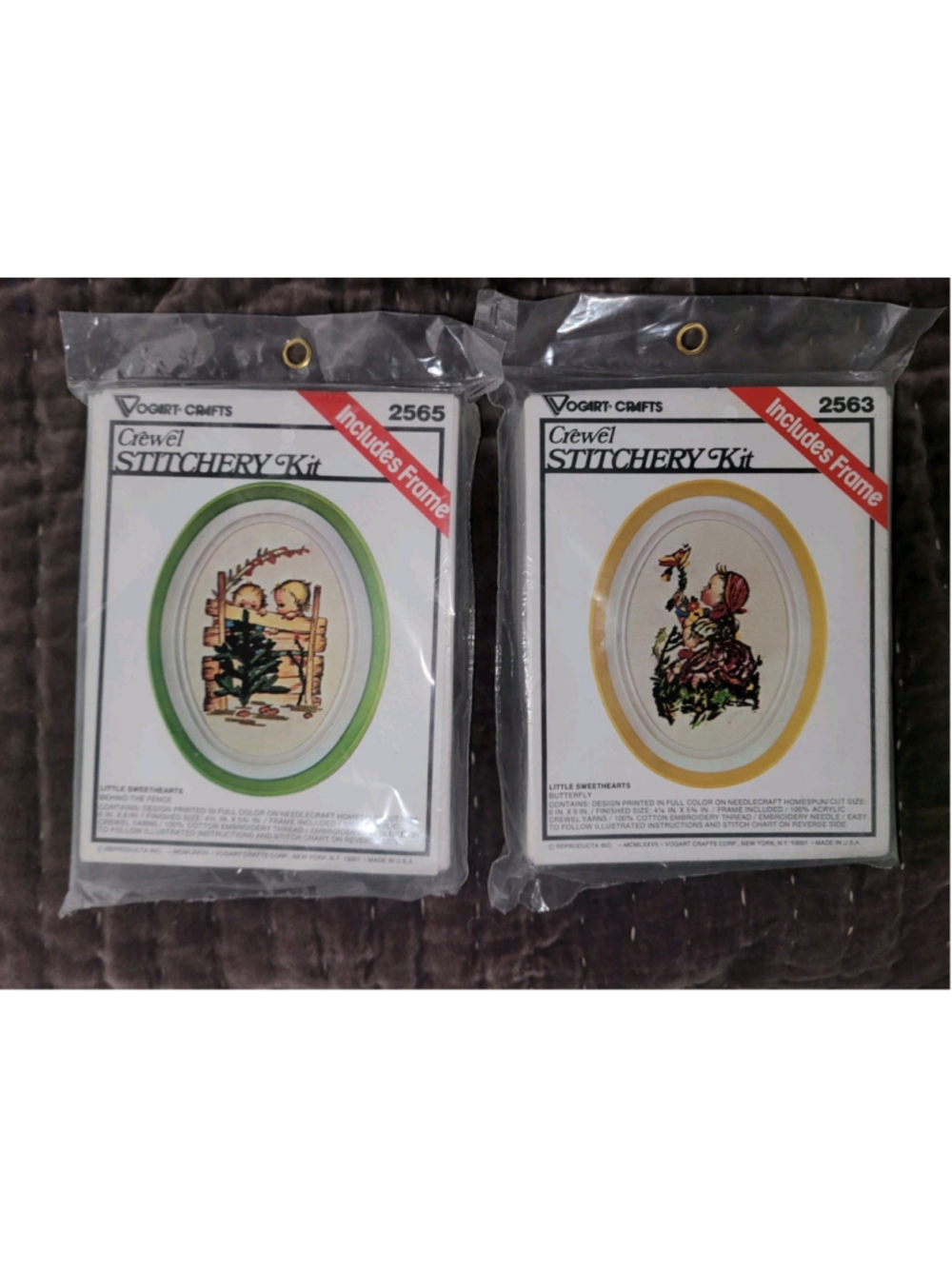 VTG Hummel Crewel Stitchery Kits 2563 2565 Gallery Crafts Frame SEALED New Nip